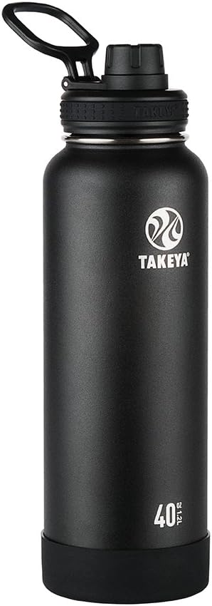 Takeya Actives Insulated Stainless Steel Water Bottle with Spout Lid, 32 Ounce, Midnight