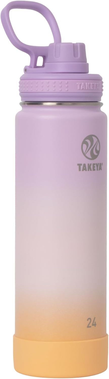 Takeya Actives Insulated Stainless Steel Water Bottle with Spout Lid, 32 Ounce, Midnight
