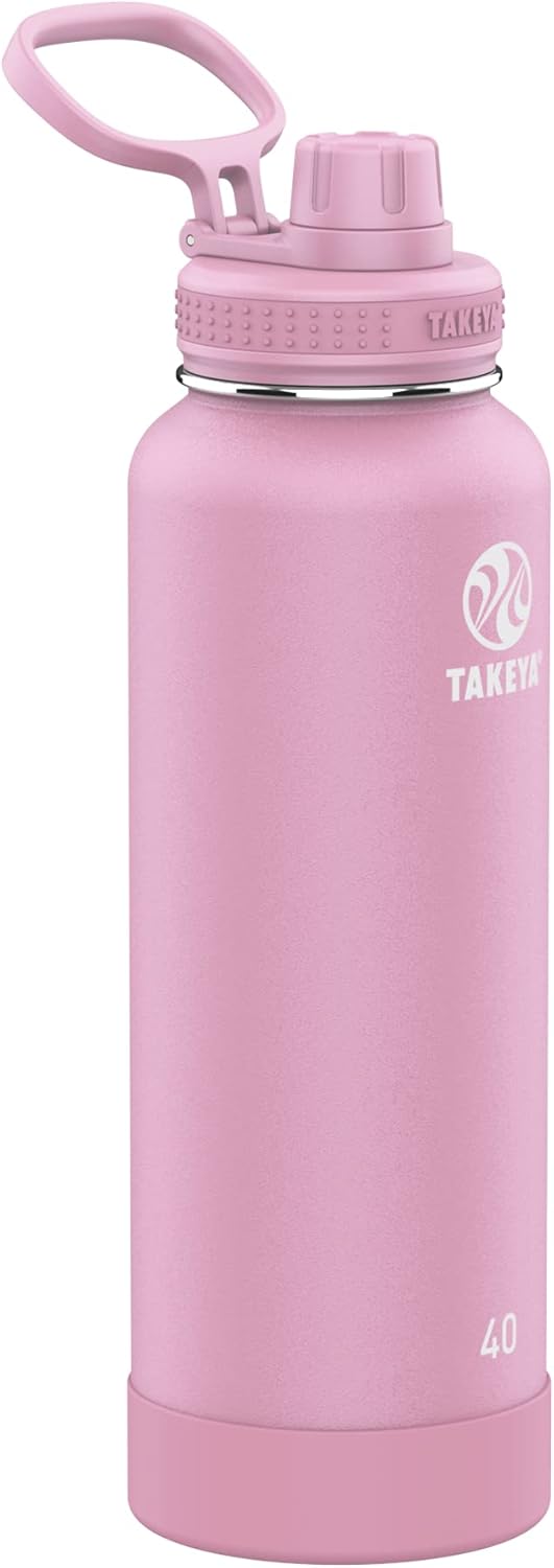 Takeya Actives Insulated Stainless Steel Water Bottle with Spout Lid, 32 Ounce, Midnight