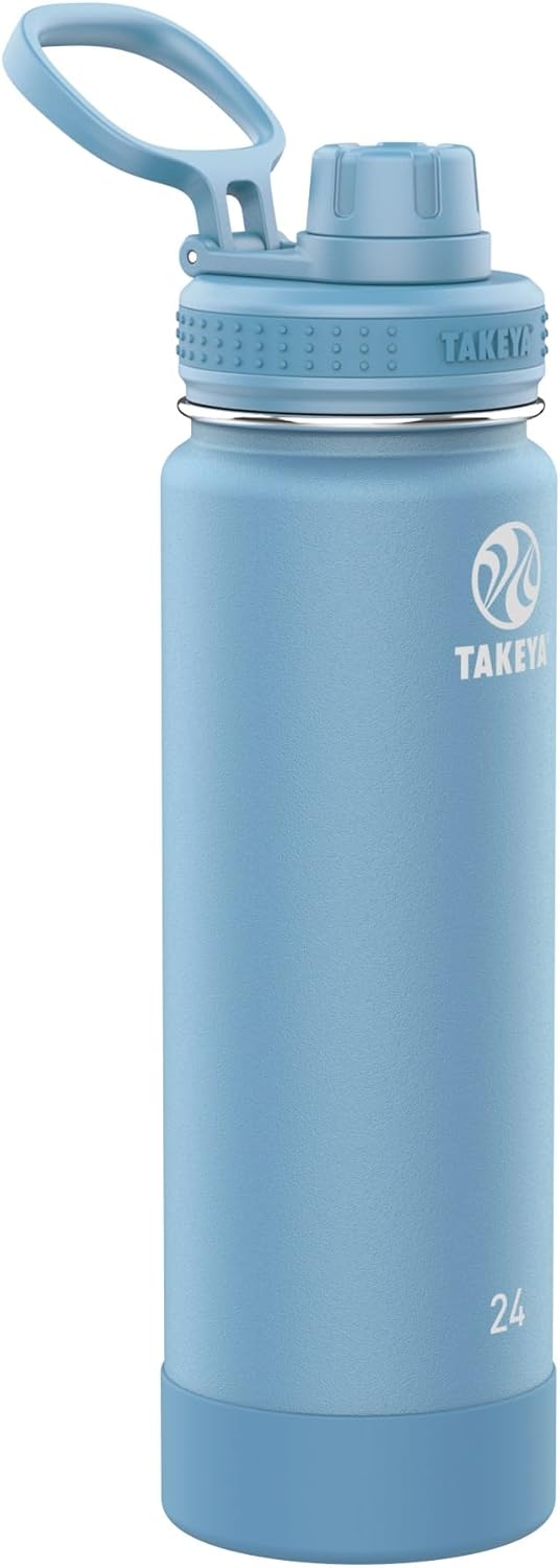 Takeya Actives Insulated Stainless Steel Water Bottle with Spout Lid, 32 Ounce, Midnight