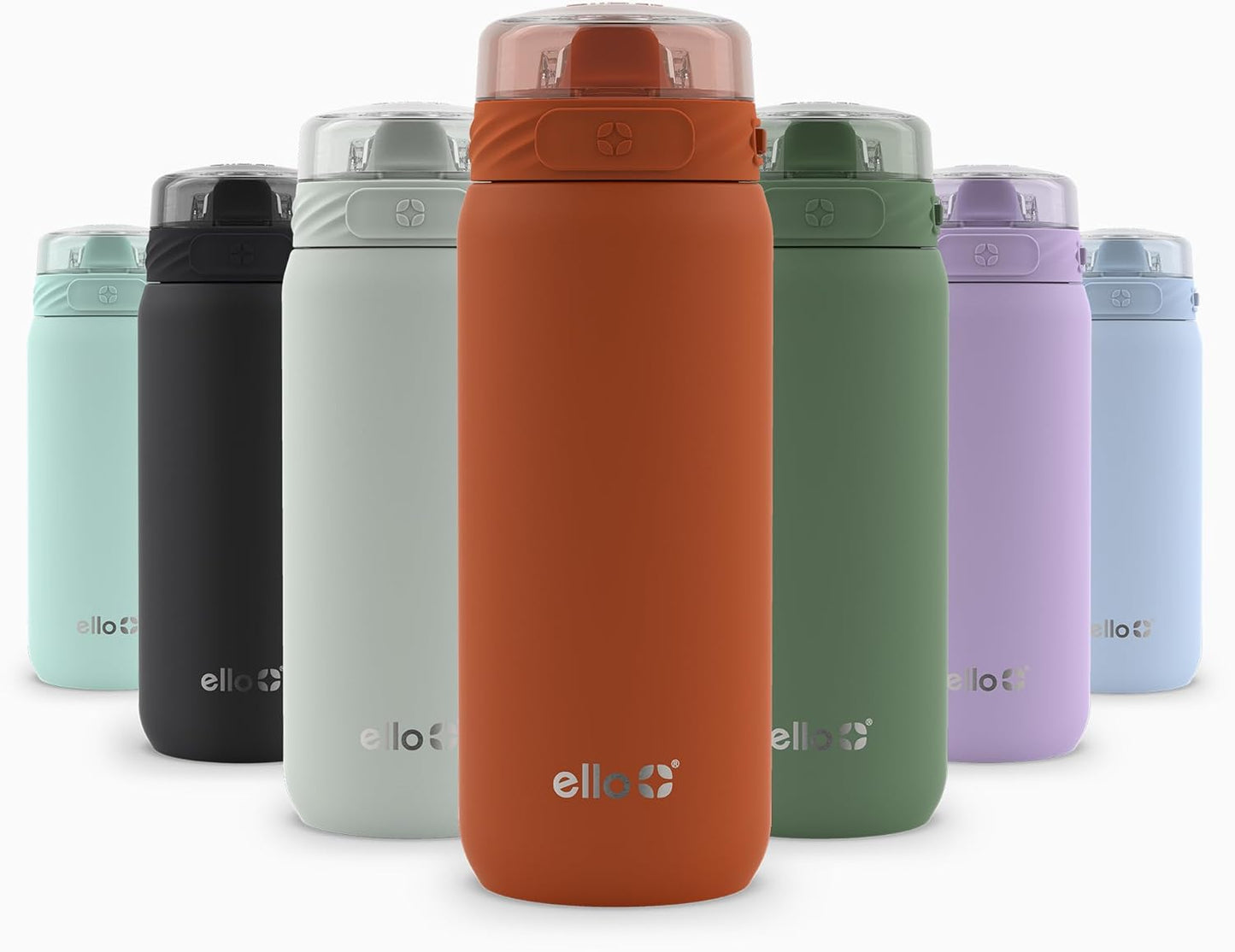 Ello Cooper 22oz Stainless Steel Water Bottle with Straw and Carry Handle, Double Walled and Vacuum Insulated Metal, Leak Proof Locking Lid with Soft Silicone Spout, Reusable, BPA Free, Lilac