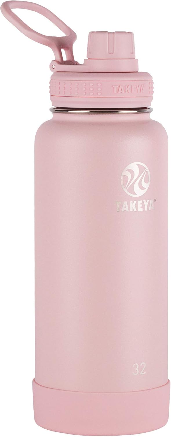 Takeya Actives Insulated Stainless Steel Water Bottle with Spout Lid, 32 Ounce, Midnight