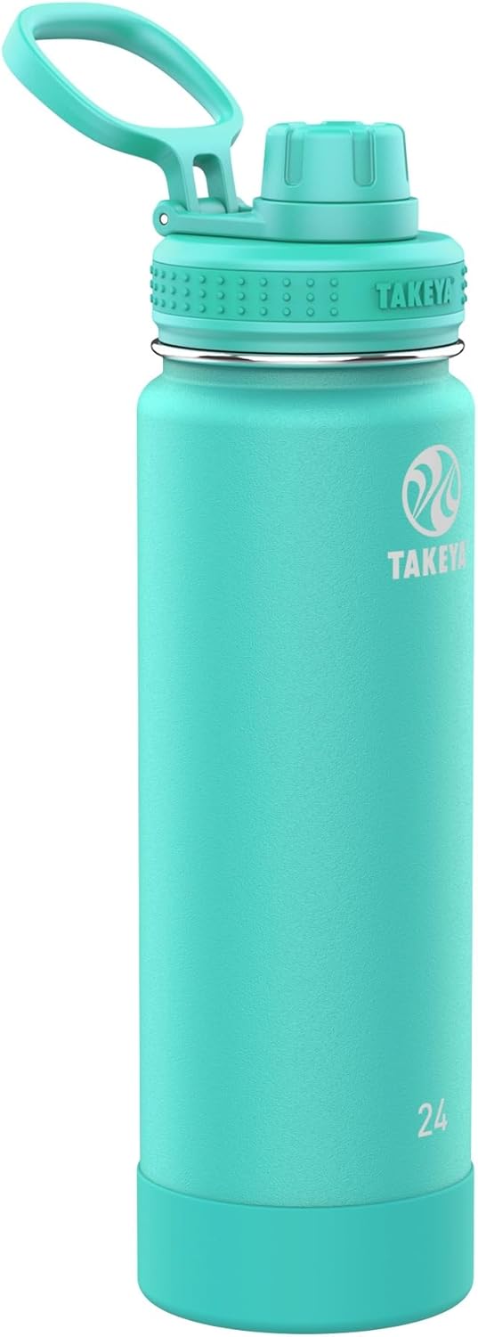 Takeya Actives Insulated Stainless Steel Water Bottle with Spout Lid, 32 Ounce, Midnight