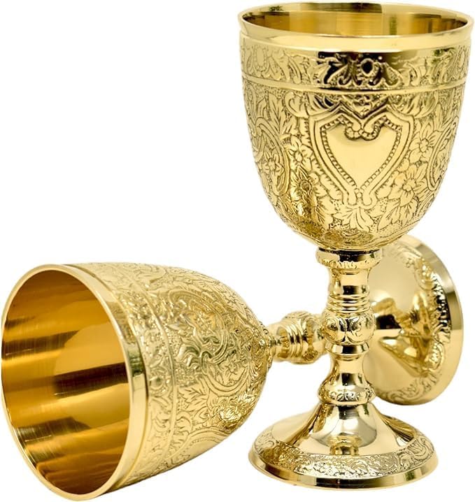 Chalice Goblet Solid Brass Vintage Golden Roman Cup of King Arthur Drinking Wine Goblet Brass Vintage Chalice Goblet Wine Cups of King Arthur - Renaissance Medieval Gift. (1)