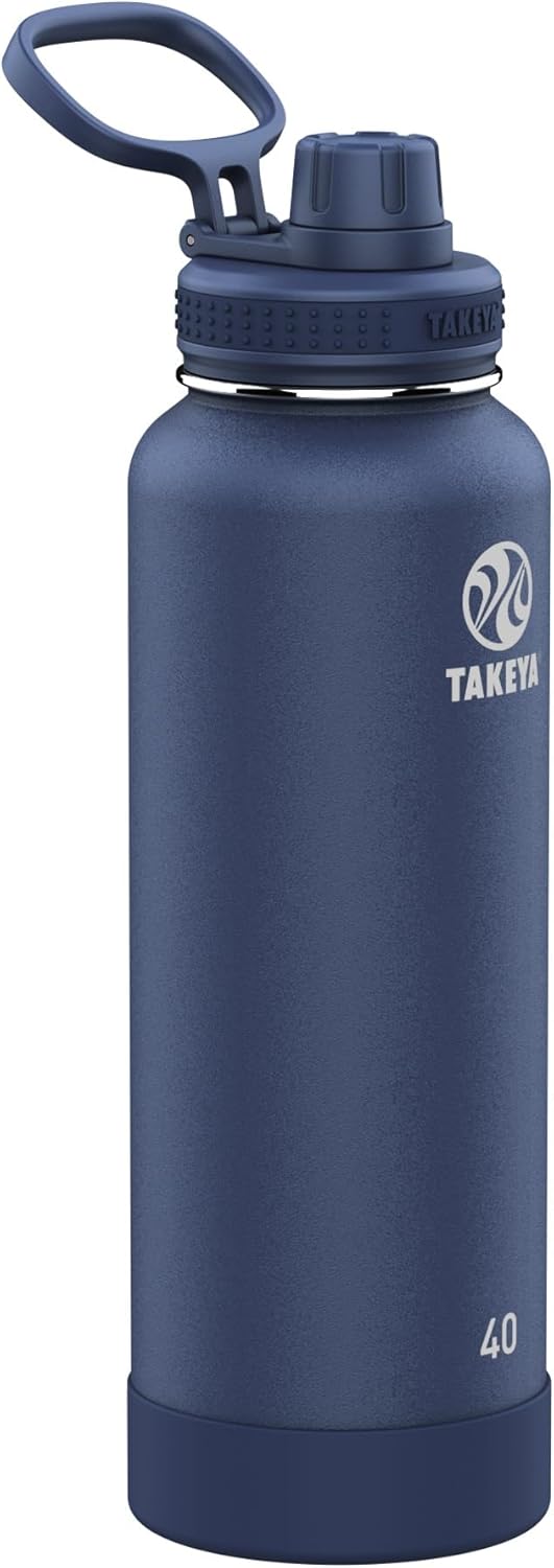 Takeya Actives Insulated Stainless Steel Water Bottle with Spout Lid, 32 Ounce, Midnight