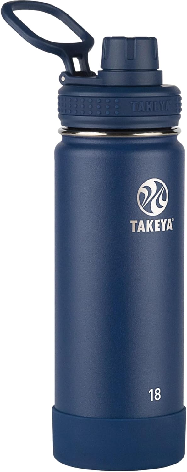 Takeya Actives Insulated Stainless Steel Water Bottle with Spout Lid, 32 Ounce, Midnight