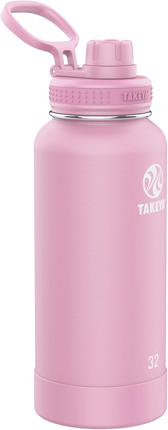 Takeya Actives Insulated Stainless Steel Water Bottle with Spout Lid, 32 Ounce, Midnight