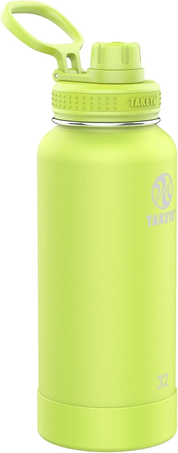Takeya Actives Insulated Stainless Steel Water Bottle with Spout Lid, 32 Ounce, Midnight