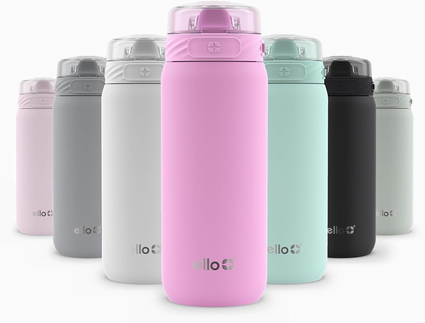 Ello Cooper 22oz Stainless Steel Water Bottle with Straw and Carry Handle, Double Walled and Vacuum Insulated Metal, Leak Proof Locking Lid with Soft Silicone Spout, Reusable, BPA Free, Lilac
