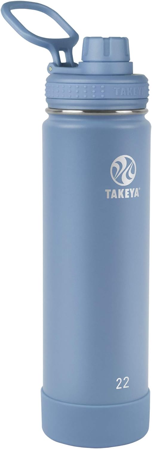 Takeya Actives Insulated Stainless Steel Water Bottle with Spout Lid, 32 Ounce, Midnight