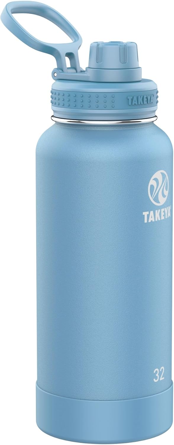 Takeya Actives Insulated Stainless Steel Water Bottle with Spout Lid, 32 Ounce, Midnight