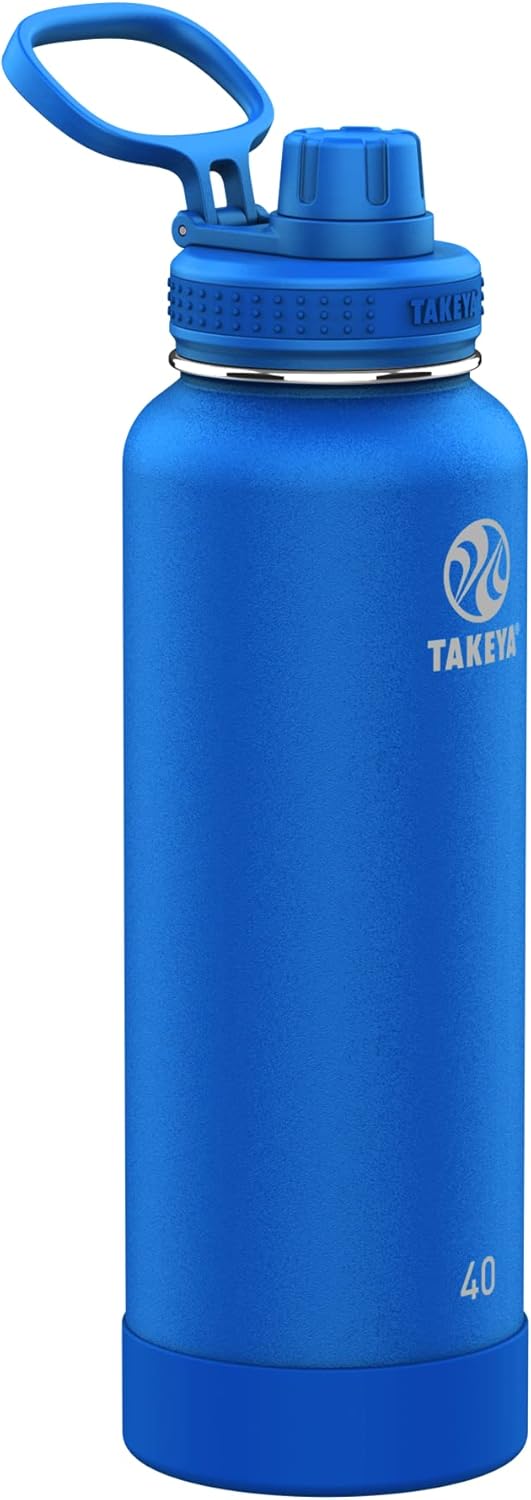 Takeya Actives Insulated Stainless Steel Water Bottle with Spout Lid, 32 Ounce, Midnight