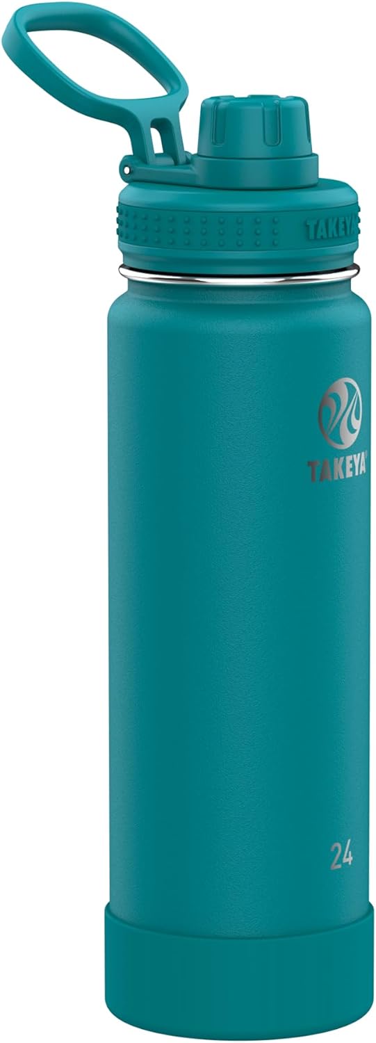 Takeya Actives Insulated Stainless Steel Water Bottle with Spout Lid, 32 Ounce, Midnight