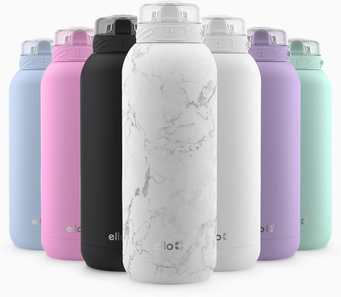 Ello Cooper 22oz Stainless Steel Water Bottle with Straw and Carry Handle, Double Walled and Vacuum Insulated Metal, Leak Proof Locking Lid with Soft Silicone Spout, Reusable, BPA Free, Lilac