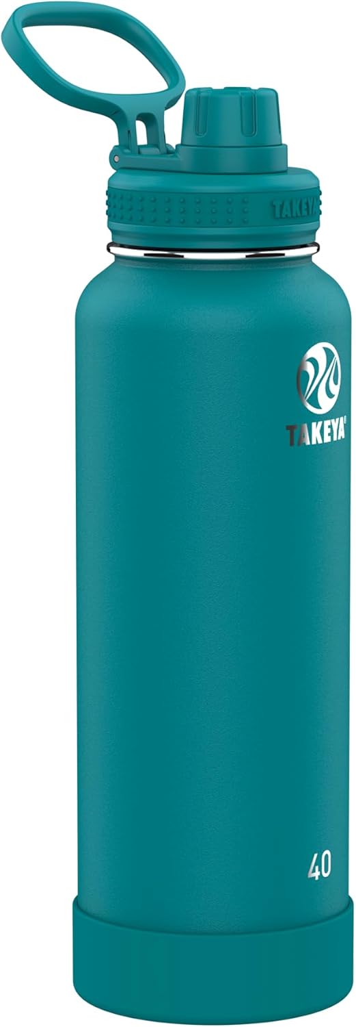 Takeya Actives Insulated Stainless Steel Water Bottle with Spout Lid, 32 Ounce, Midnight