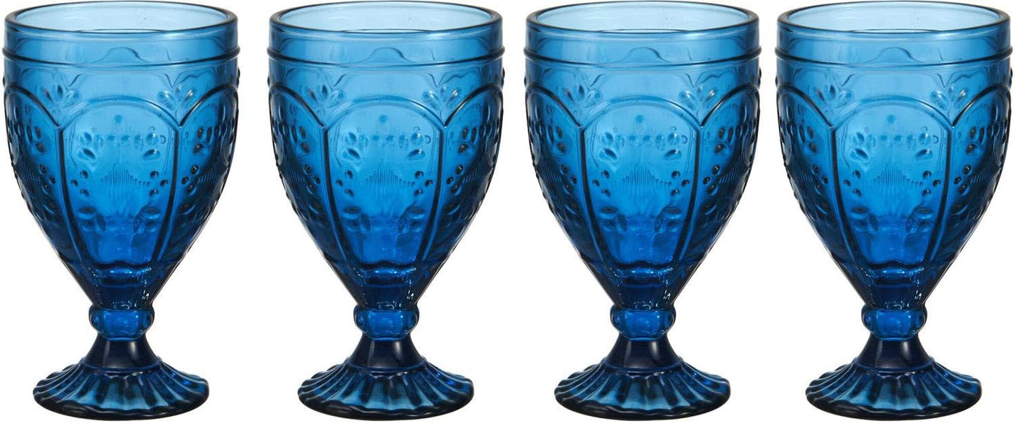 Fitz and Floyd Trestle Glassware Ornate Goblets, 4 Count (Pack of 1), Red