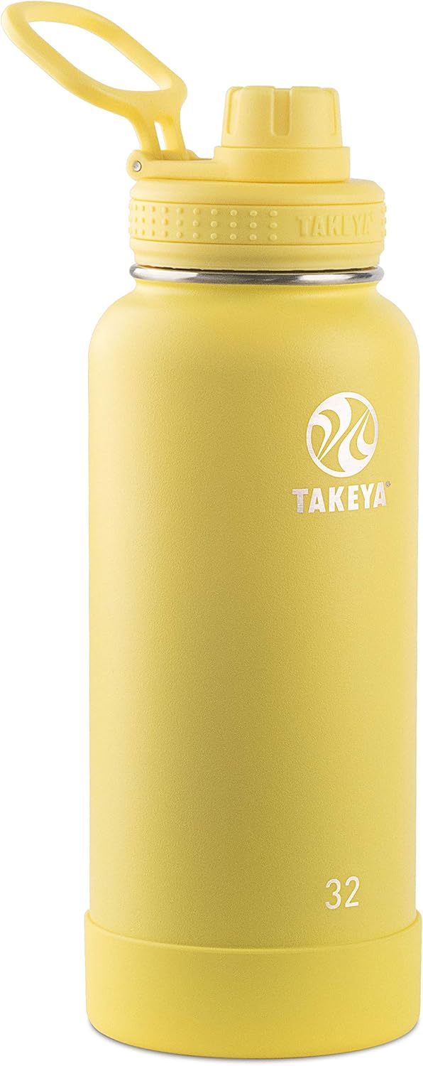 Takeya Actives Insulated Stainless Steel Water Bottle with Spout Lid, 32 Ounce, Midnight