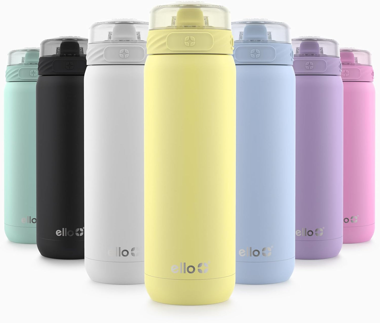 Ello Cooper 22oz Stainless Steel Water Bottle with Straw and Carry Handle, Double Walled and Vacuum Insulated Metal, Leak Proof Locking Lid with Soft Silicone Spout, Reusable, BPA Free, Lilac