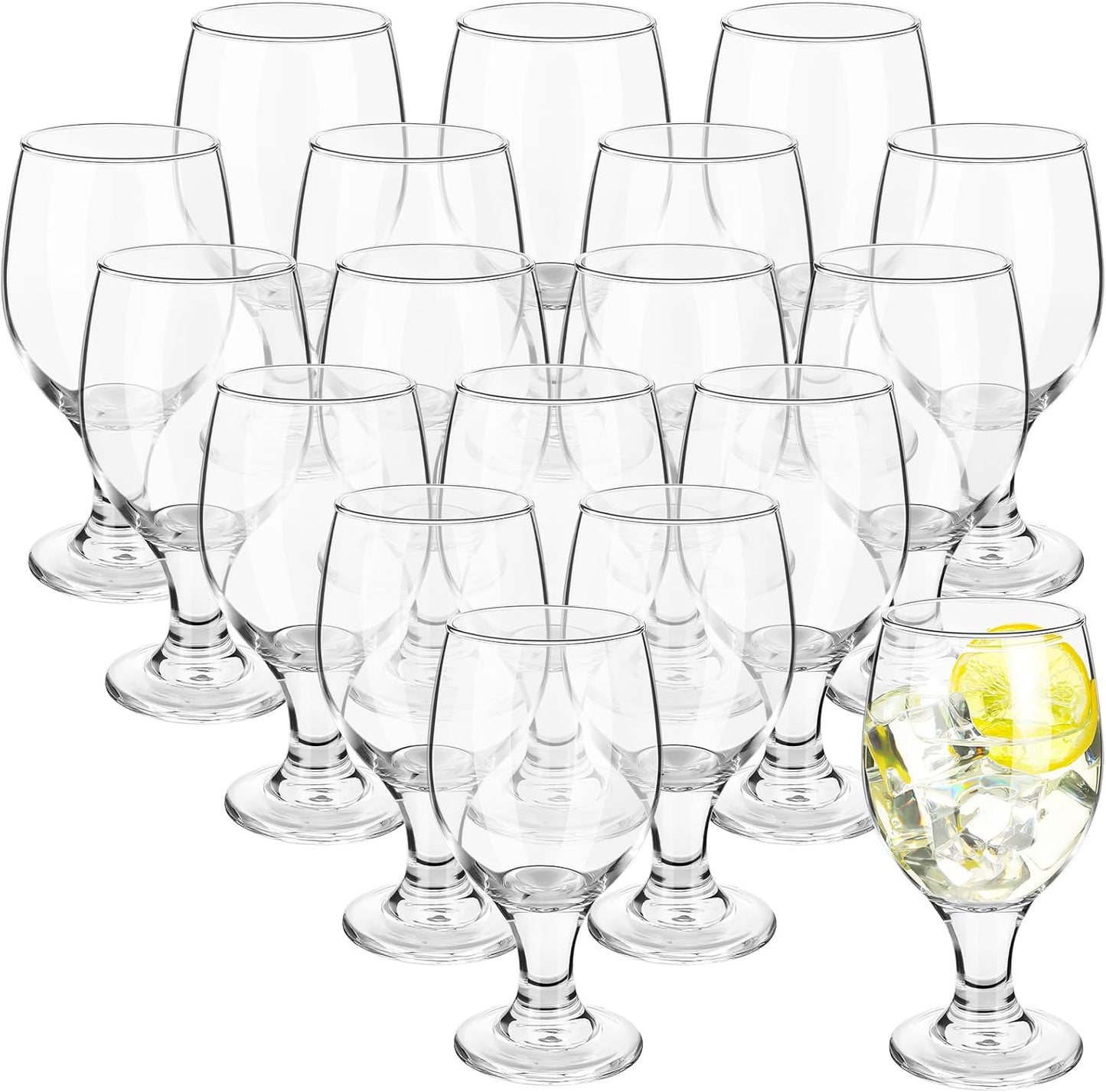 Patelai Set of 30 Clear Glasses 13.5 oz Water Goblet Glass Stemmed Water Glasses for Juice Wine Beer Tea Milk Cold Beverages Drinks Dishwasher Safe