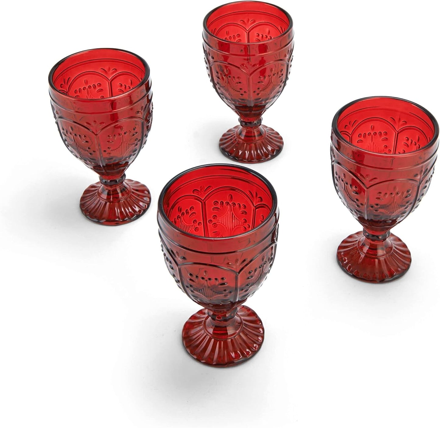 Fitz and Floyd Trestle Glassware Ornate Goblets, 4 Count (Pack of 1), Red