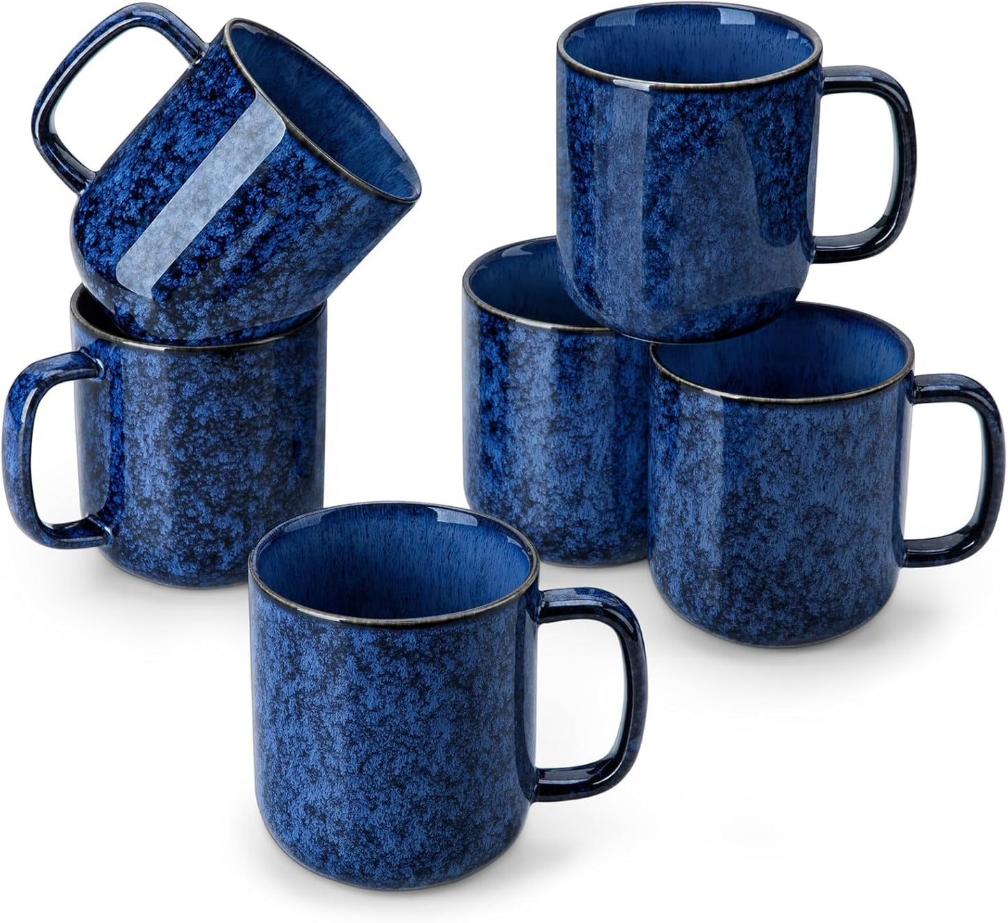 vancasso STARRY Coffee Mugs Set, 12 oz Ceramic Coffee Cups for Latte Hot Tea Cappuccino Cocoa Milk Stoneware Cups Set of 6, Dishwasher & Microwave Safe, Green