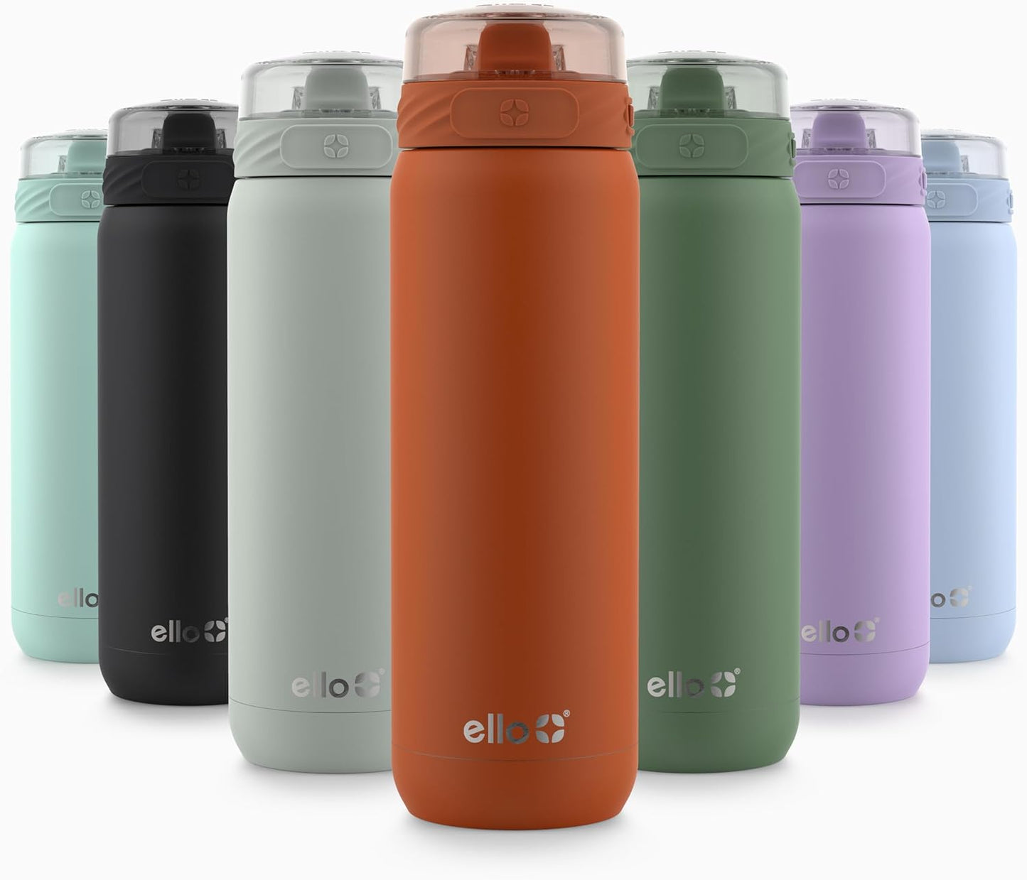 Ello Cooper 22oz Stainless Steel Water Bottle with Straw and Carry Handle, Double Walled and Vacuum Insulated Metal, Leak Proof Locking Lid with Soft Silicone Spout, Reusable, BPA Free, Lilac