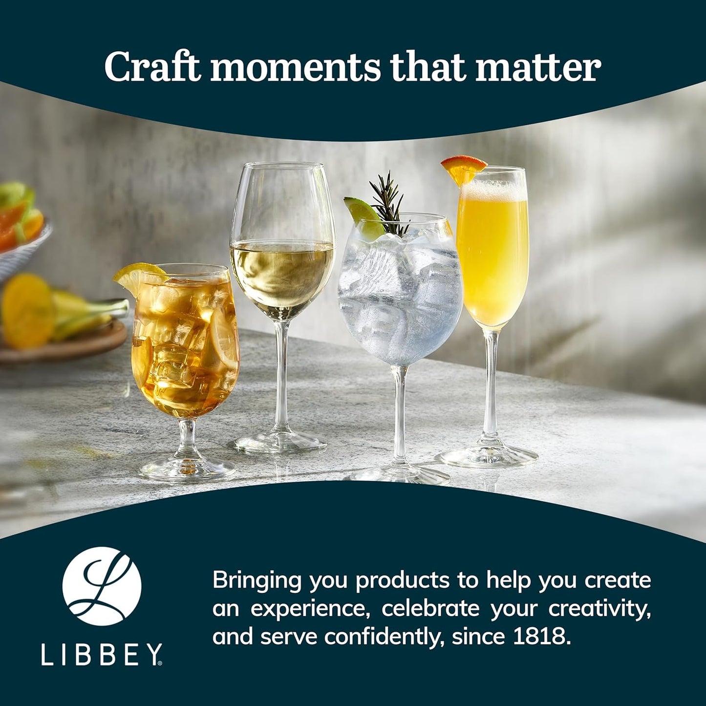 Libbey Entertaining Essentials Stemmed Water Glasses, Clear Multi Purpose Water Goblet Set of 6, Dishwasher Safe 16 oz Goblet Glasses for Parties