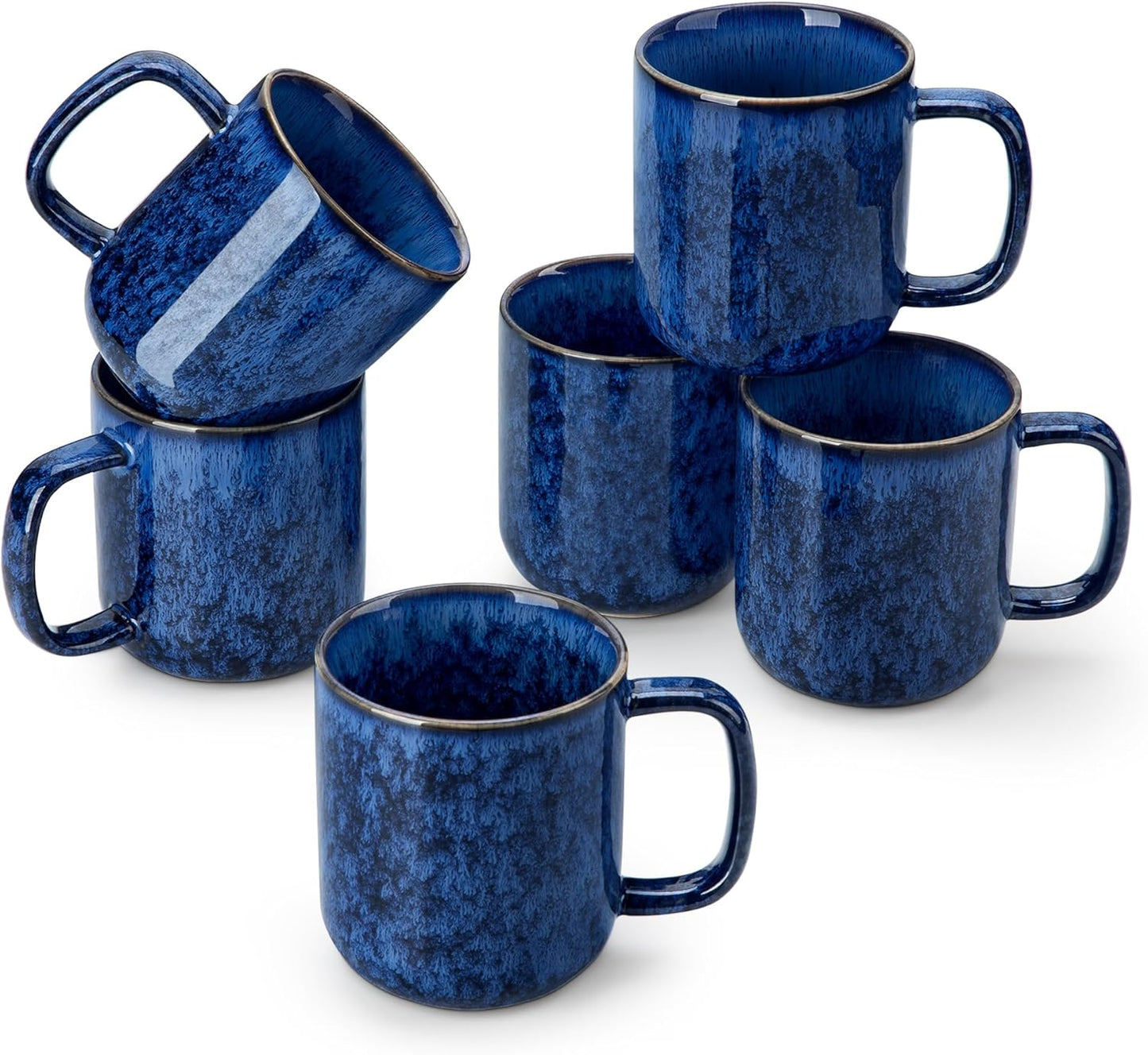 vancasso STARRY Coffee Mugs Set, 12 oz Ceramic Coffee Cups for Latte Hot Tea Cappuccino Cocoa Milk Stoneware Cups Set of 6, Dishwasher & Microwave Safe, Green