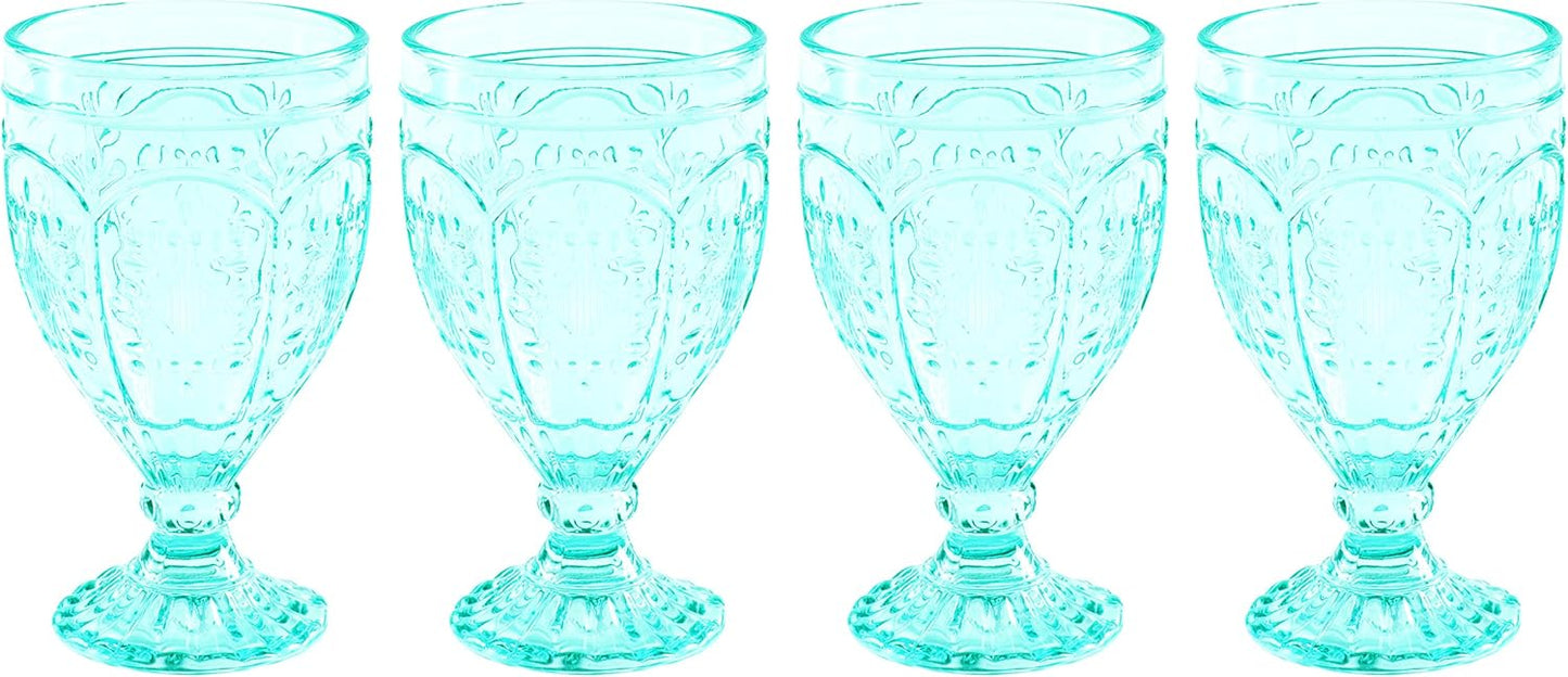 Fitz and Floyd Trestle Glassware Ornate Goblets, 4 Count (Pack of 1), Red