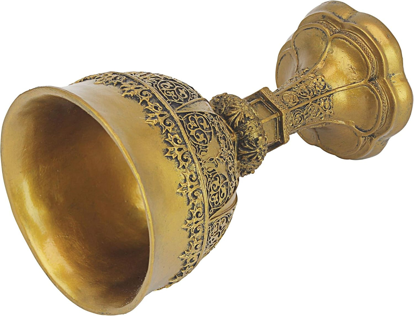 Design Toscano Golden Chalice King Arthur Statue Medieval Decor Decorative Gothic Goblet Sculpture, 9 Inch, Cast Stone Resin, Metallic Gold Finish