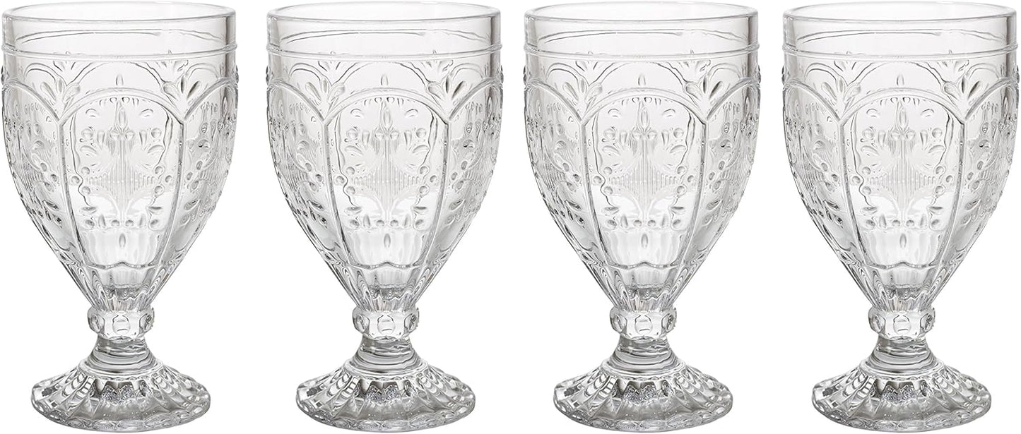 Fitz and Floyd Trestle Glassware Ornate Goblets, 4 Count (Pack of 1), Red