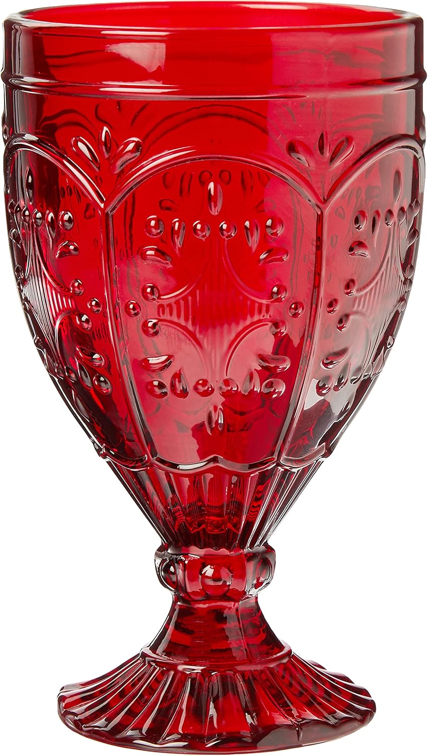 Fitz and Floyd Trestle Glassware Ornate Goblets, 4 Count (Pack of 1), Red