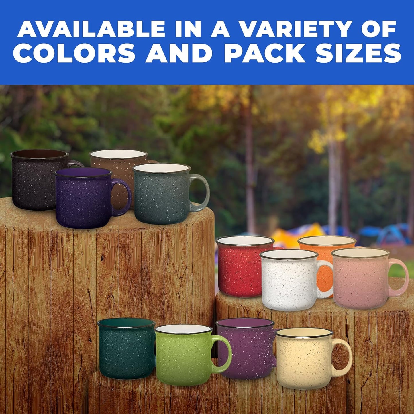 Set of 16 Ceramic Campfire Mugs – 15 Oz, White – Coffee & Tea Cups for Home, Work, Travel, Camping – Customizable, Great for DIY, Events, Companies