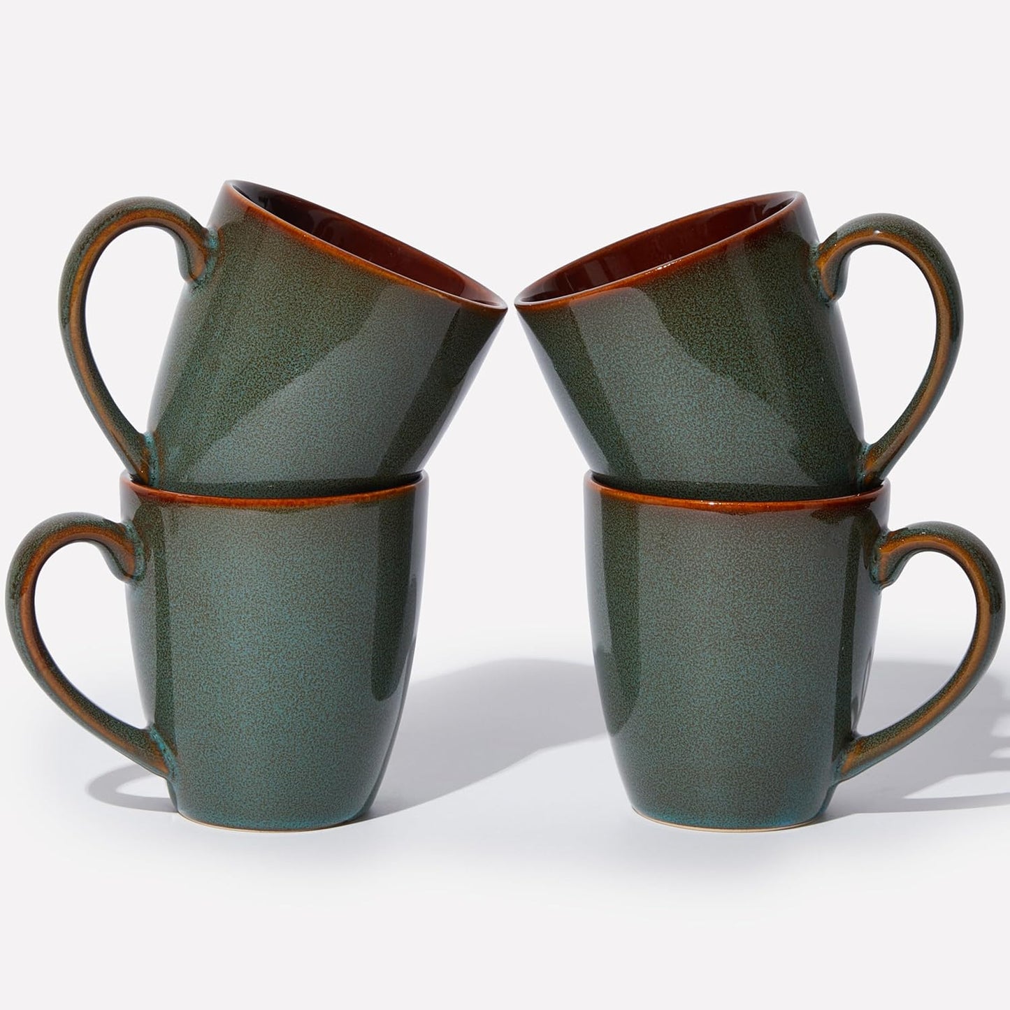 Coffee Mug 16 oz, Ceramic Coffee Mugs Set of 4, Reactive Glaze Mug for Latte/Tea/Cappuccino, Large Stackable Mug Set for Men, Women, Dad, Mom, Dishwasher & Microwave Safe, Brown Yellow