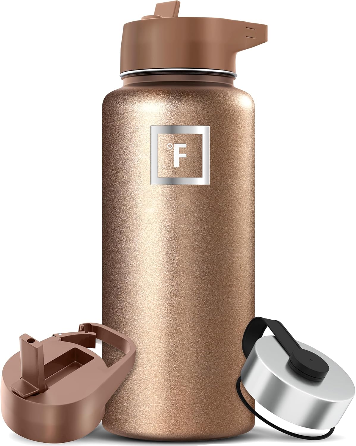 IRON °FLASK Camping & Hiking Hydration Flask with 3 Lids - Stainless Steel, Double Walled & Vacuum Insulated Water Bottle - Leak Proof & BPA Free 32 Oz
