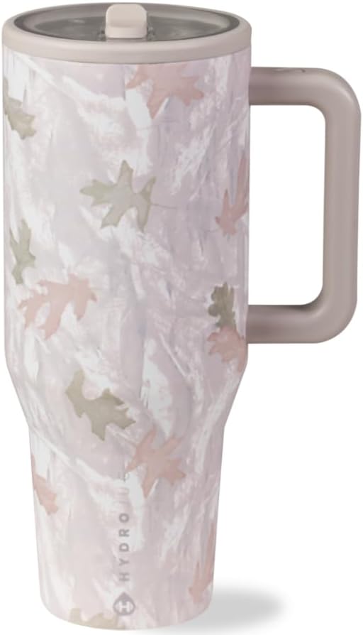 HydroJug Traveler - 32 oz Water Bottle with Handle & Flip Straw - Fits in Cup Holder, Leak Resistant Tumbler-Reusable Insulated Stainless Steel & Rubber Base - Gifts for Women & Men, Cream