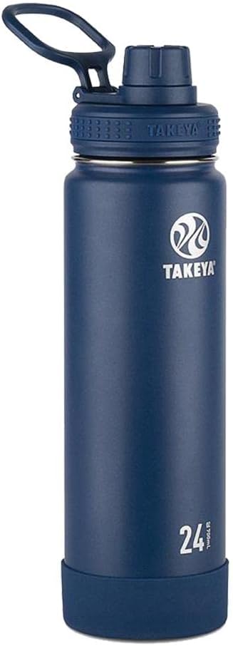 Takeya Actives Insulated Stainless Steel Water Bottle with Spout Lid, 32 Ounce, Midnight