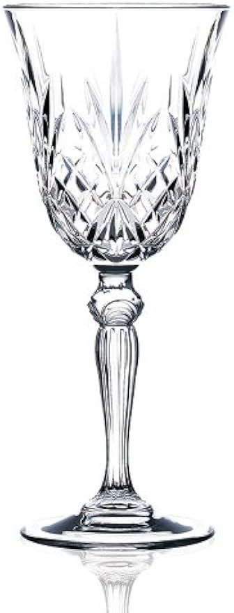 Lorenzo RCR Crystal Collection Water Glass Set Lorren Home Trends-Melodia, 6 Count (Pack of 1), Red Wine Goblet,7.5 fluid ounce
