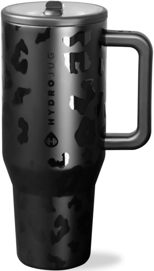 HydroJug Traveler - 32 oz Water Bottle with Handle & Flip Straw - Fits in Cup Holder, Leak Resistant Tumbler-Reusable Insulated Stainless Steel & Rubber Base - Gifts for Women & Men, Cream