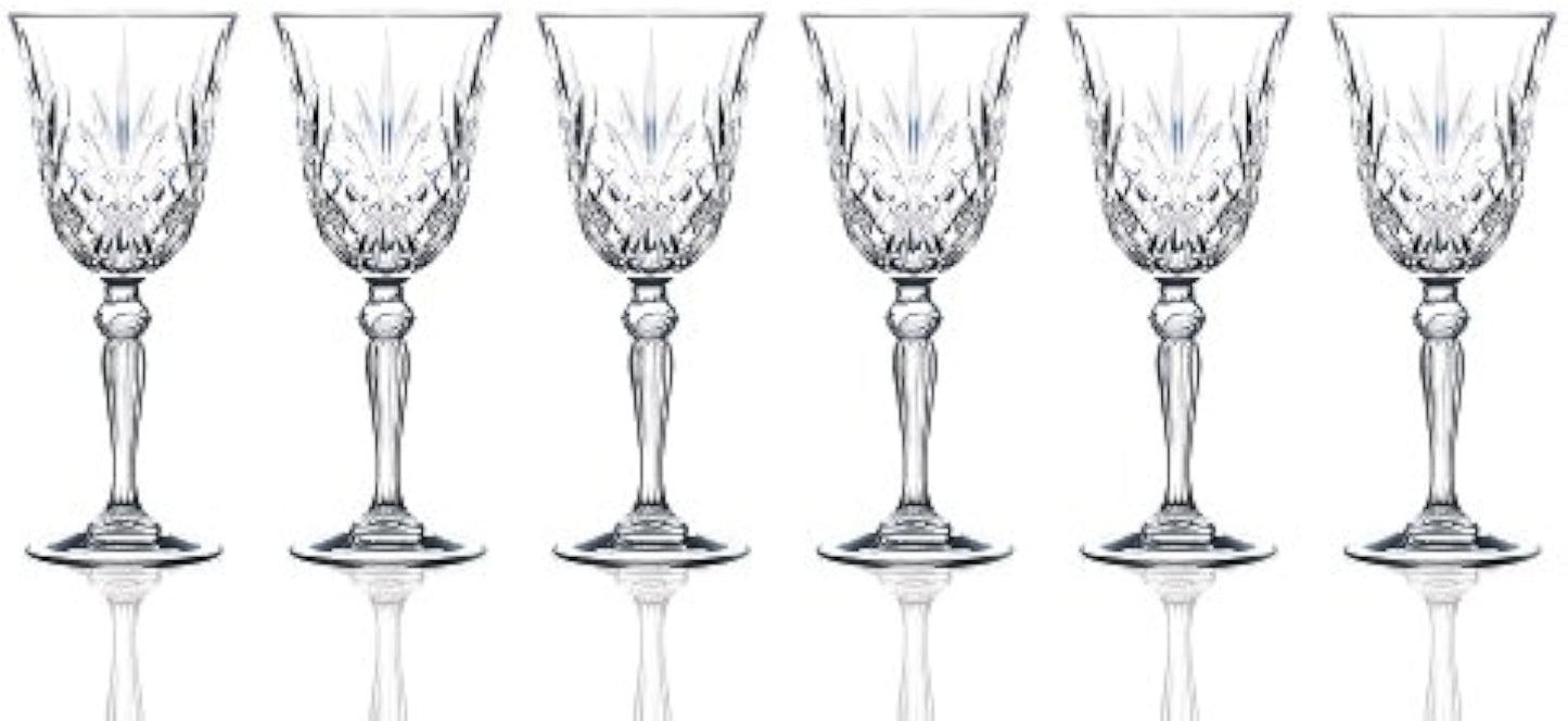 Lorenzo RCR Crystal Collection Water Glass Set Lorren Home Trends-Melodia, 6 Count (Pack of 1), Red Wine Goblet,7.5 fluid ounce