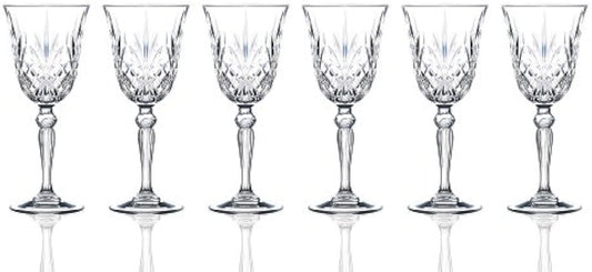 Lorenzo RCR Crystal Collection Water Glass Set Lorren Home Trends-Melodia, 6 Count (Pack of 1), Red Wine Goblet,7.5 fluid ounce
