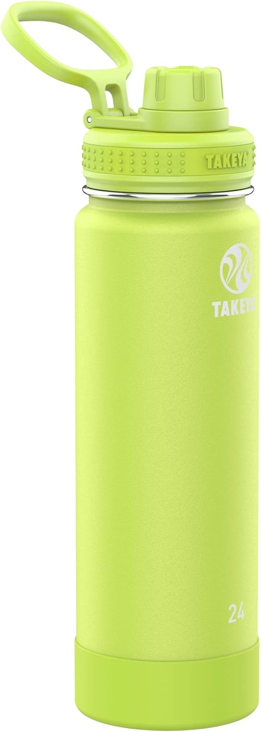 Takeya Actives Insulated Stainless Steel Water Bottle with Spout Lid, 32 Ounce, Midnight