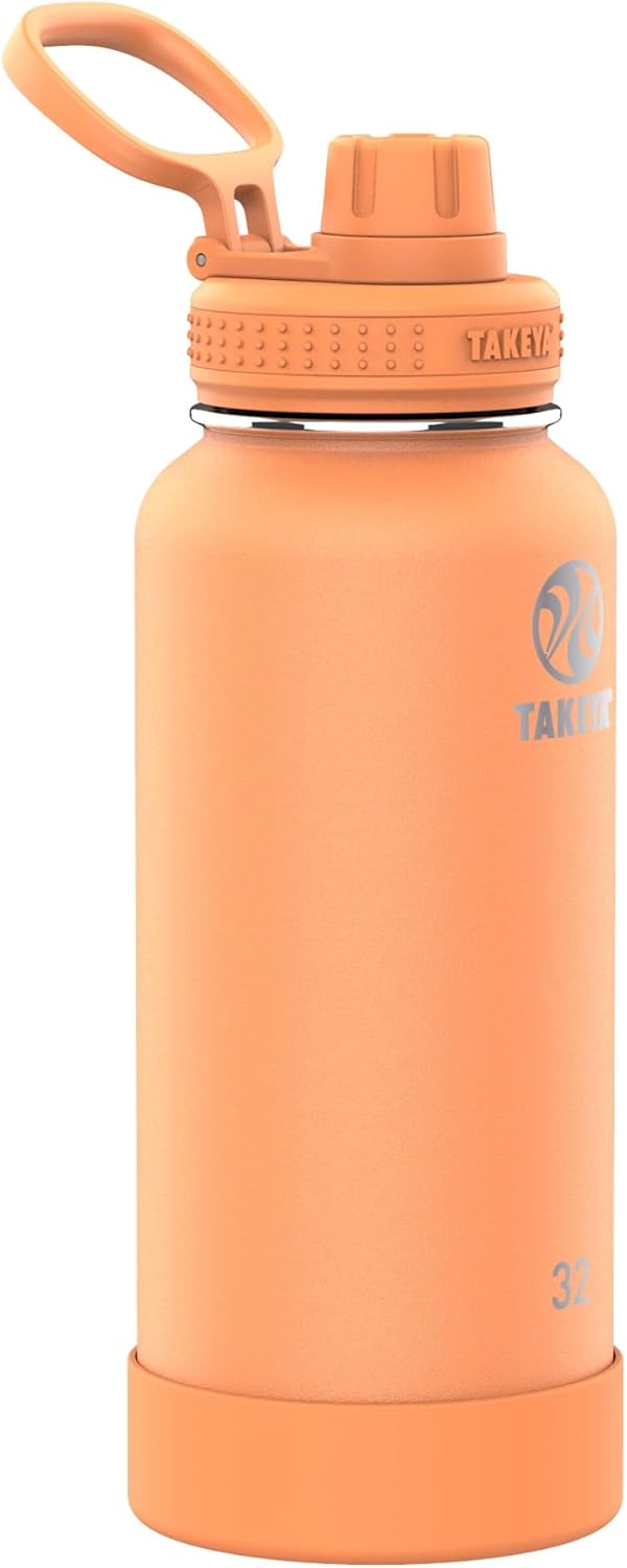 Takeya Actives Insulated Stainless Steel Water Bottle with Spout Lid, 32 Ounce, Midnight