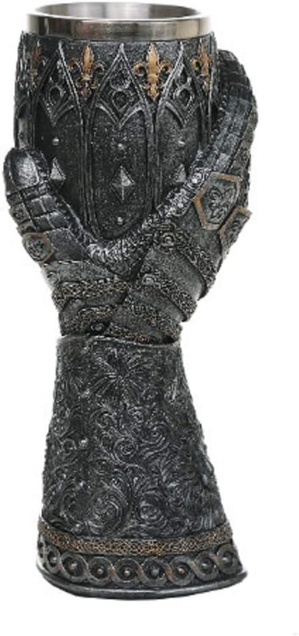 Pacific Giftware Medieval Knight Lions Heart Gauntlet Style Wine Goblet 9" H