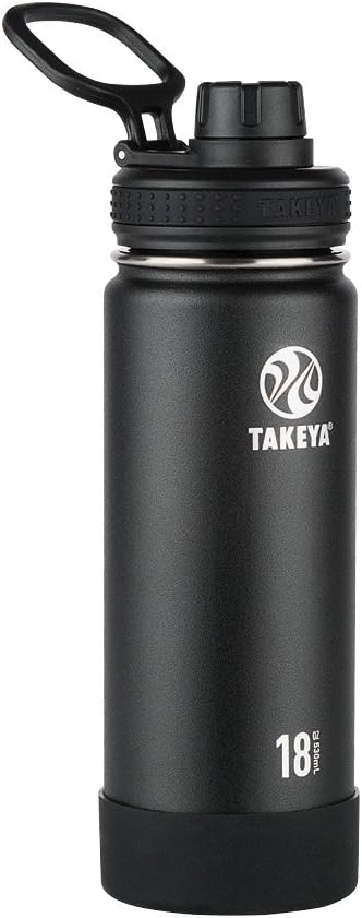 Takeya Actives Insulated Stainless Steel Water Bottle with Spout Lid, 32 Ounce, Midnight