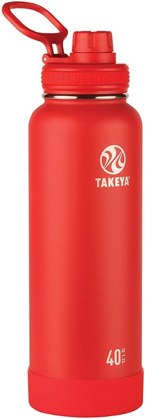 Takeya Actives Insulated Stainless Steel Water Bottle with Spout Lid, 32 Ounce, Midnight