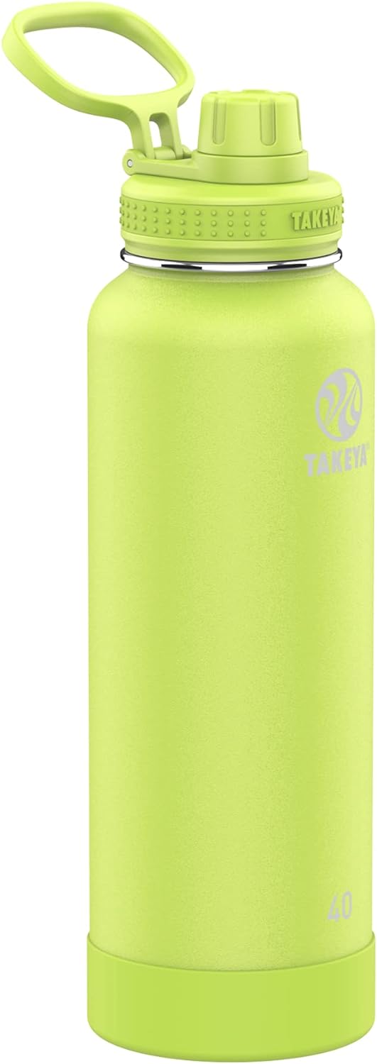 Takeya Actives Insulated Stainless Steel Water Bottle with Spout Lid, 32 Ounce, Midnight