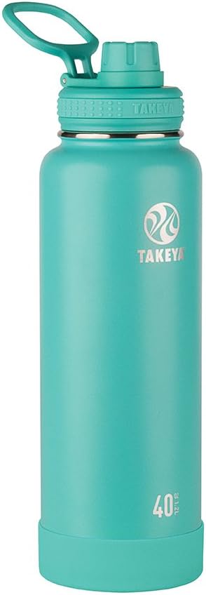 Takeya Actives Insulated Stainless Steel Water Bottle with Spout Lid, 32 Ounce, Midnight