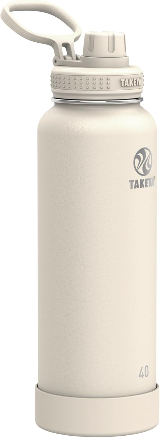 Takeya Actives Insulated Stainless Steel Water Bottle with Spout Lid, 32 Ounce, Midnight