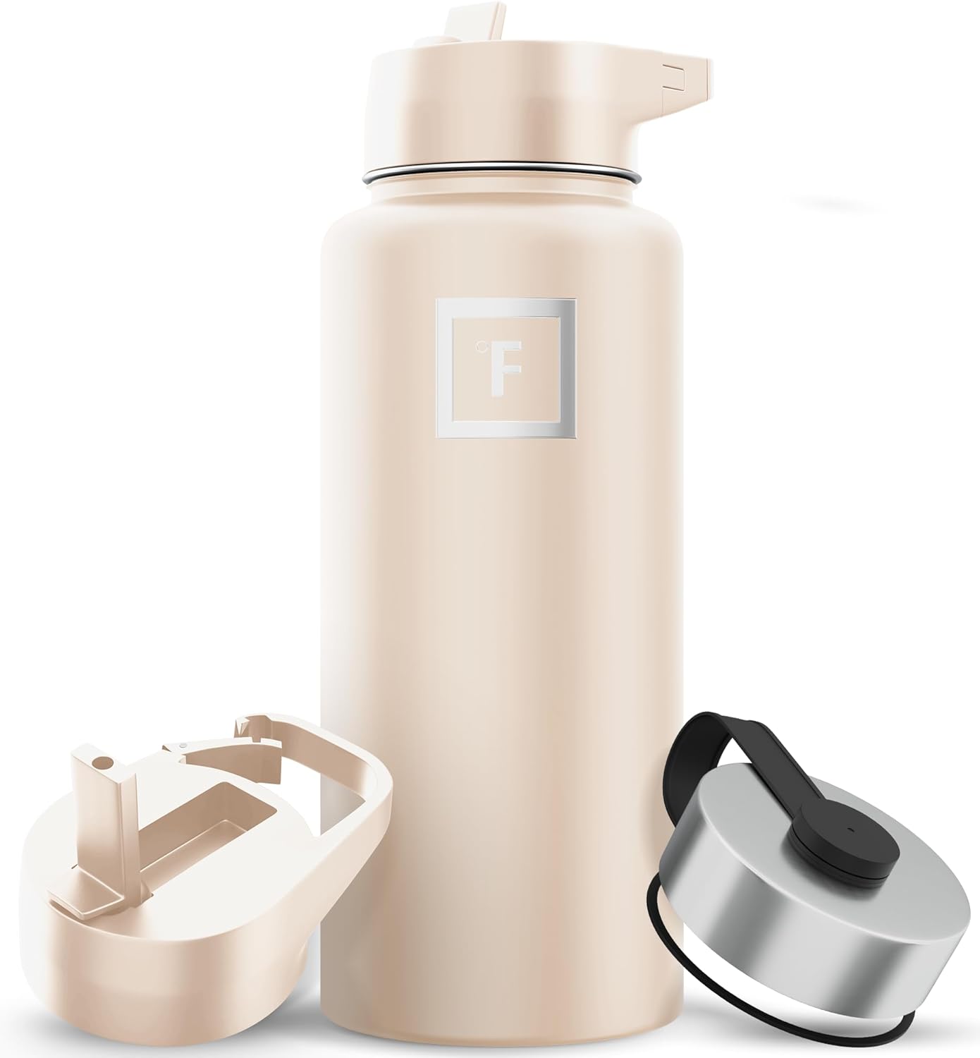 IRON °FLASK Camping & Hiking Hydration Flask with 3 Lids - Stainless Steel, Double Walled & Vacuum Insulated Water Bottle - Leak Proof & BPA Free 32 Oz